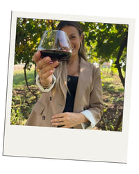Polaroid-style customer review – EQUILO No.2 glass being held by Rachel M.